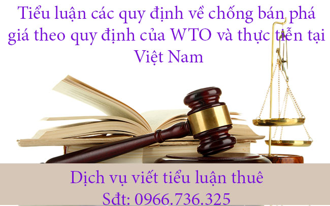 Tiểu luận các quy định về chống bán phá giá theo quy định của WTO và thực tiễn tại Việt Nam