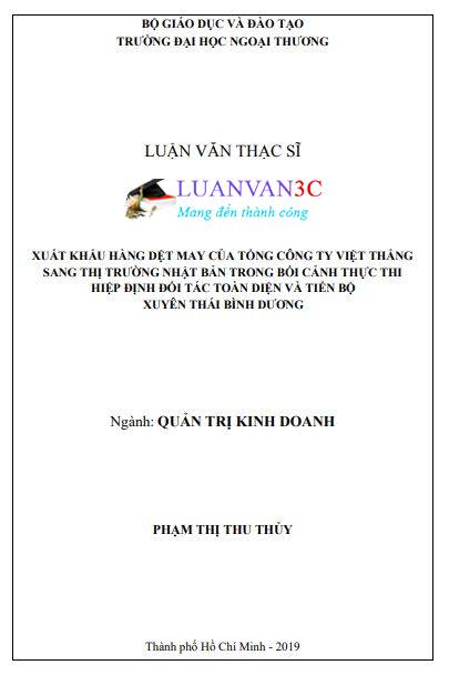 Xuất khẩu hàng dệt may của Tổng Công ty Việt Thắng sang thị trường Nhật Bản