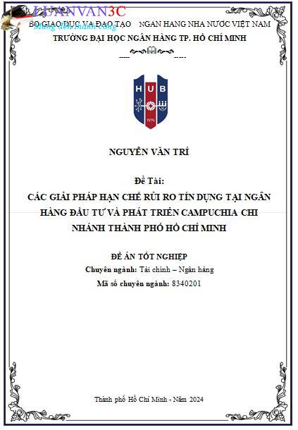 Luận văn Các giải pháp hạn chế rủi ro tín dụng tại Ngân hàng Đầu tư và Phát triển Campuchia chi nhánh Thành phố Hồ Chí Minh