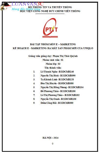 Tiểu luận kế hoạch e-marketing ra mắt sản phẩm mới của uniqlo